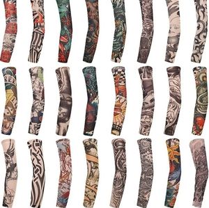 24 PCS Fake Temporary Tattoo Sleeves Arm Sleeves for Party Body Art and Printed